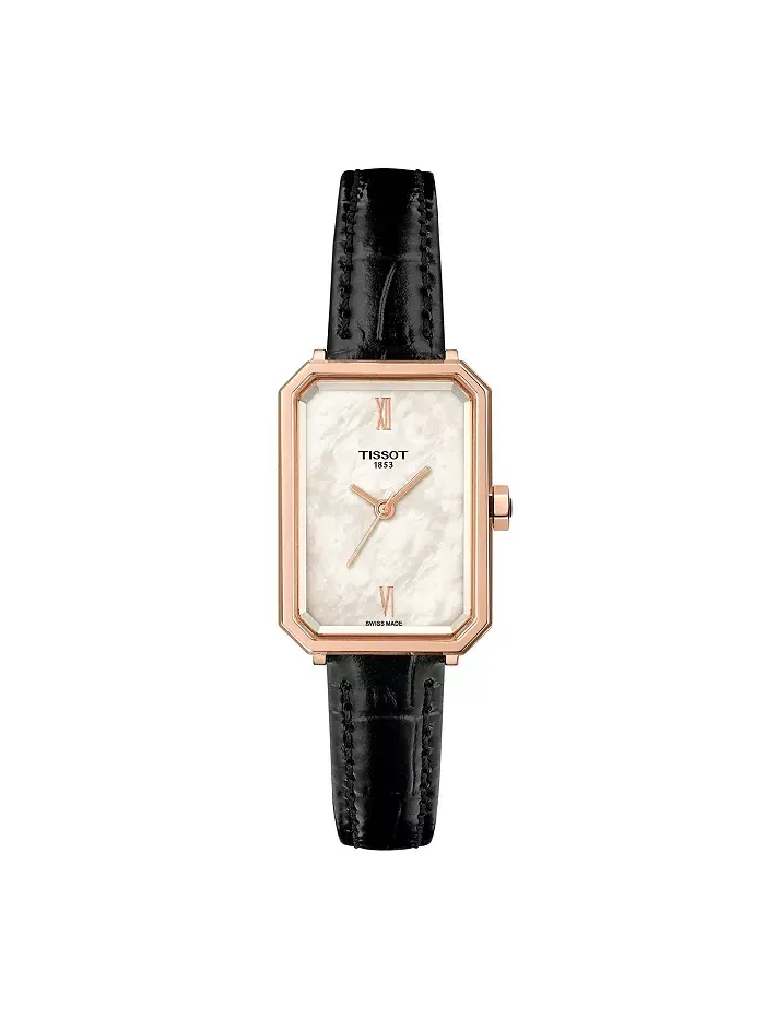 Женские часы Quartz с черным кожаным ремешком, 21.80 мм Tissot — изображение 1 из 2