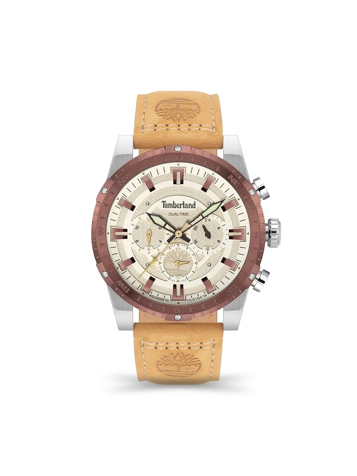 Мужские часы Fitzwilliam с кожаным ремешком из пшеницы, 46 мм Timberland — изображение 1 из 3, оттенок пшеница