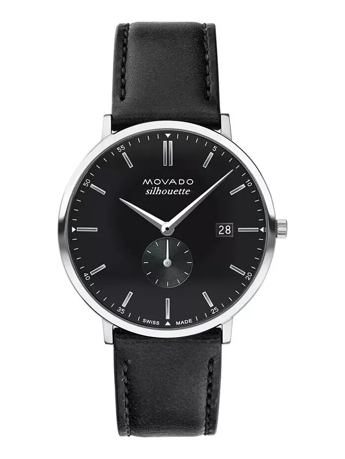 Мужские часы Heritage с черным ремешком из натуральной кожи, 40 мм Movado — изображение 1 из 3