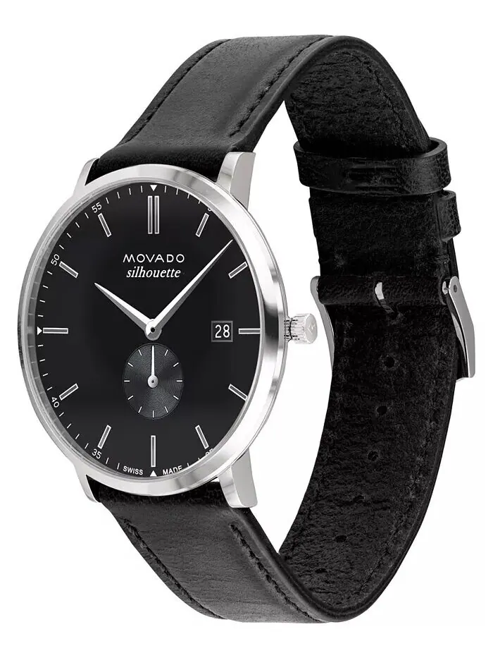 Мужские часы Heritage с черным ремешком из натуральной кожи, 40 мм Movado — изображение 2 из 3