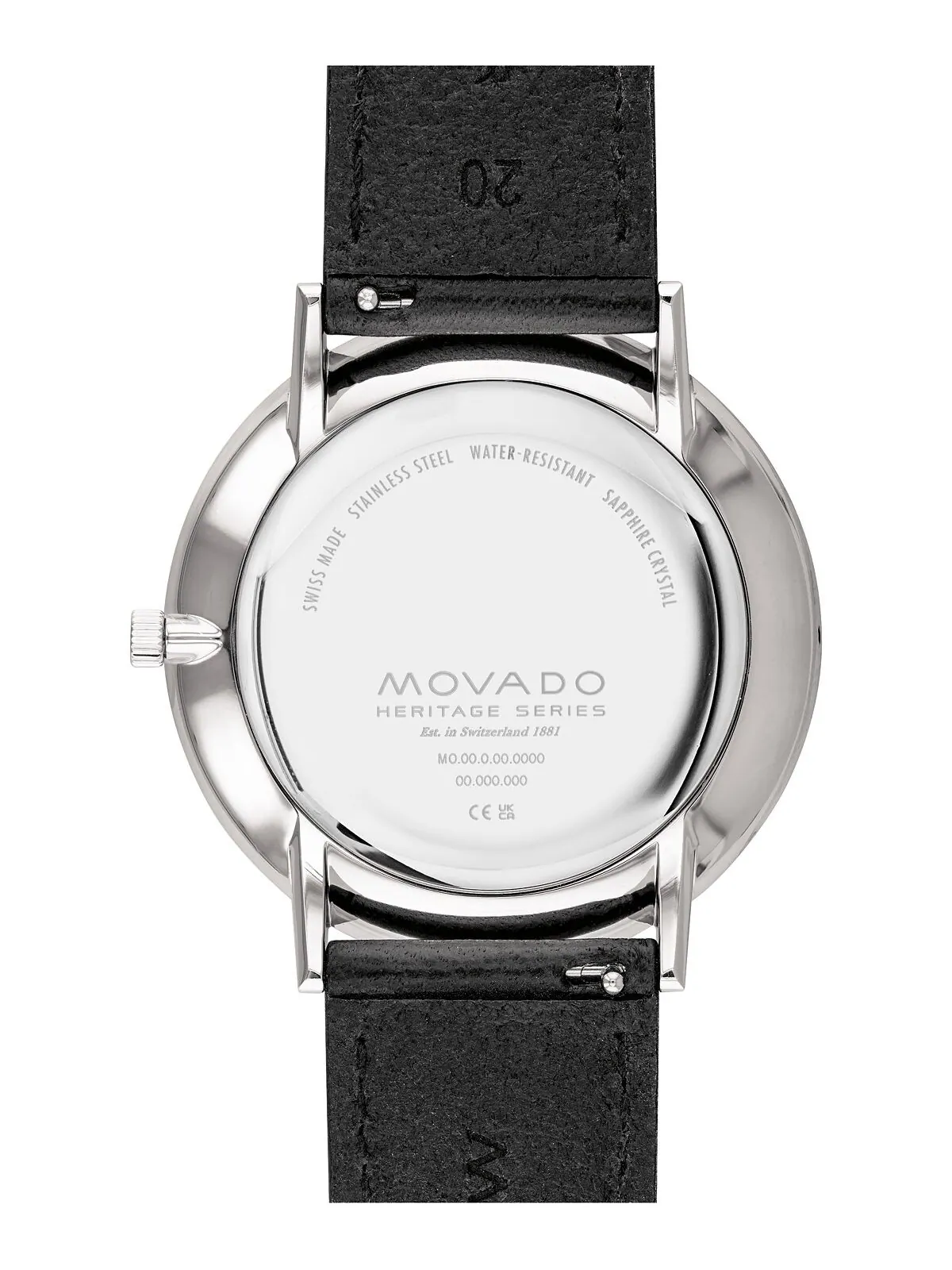 Мужские часы Heritage с черным ремешком из натуральной кожи, 40 мм Movado — изображение 3 из 3, оттенок серебряный