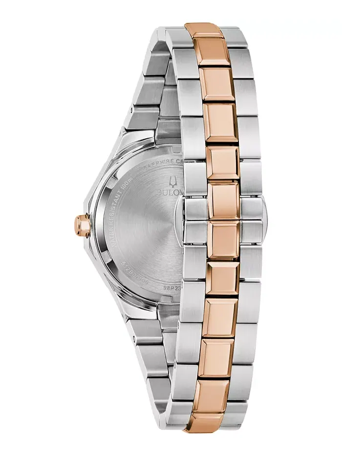 Женские часы Prestige Diamond Accent с двухцветным браслетом из нержавеющей стали, 32 мм Bulova — изображение 2 из 3