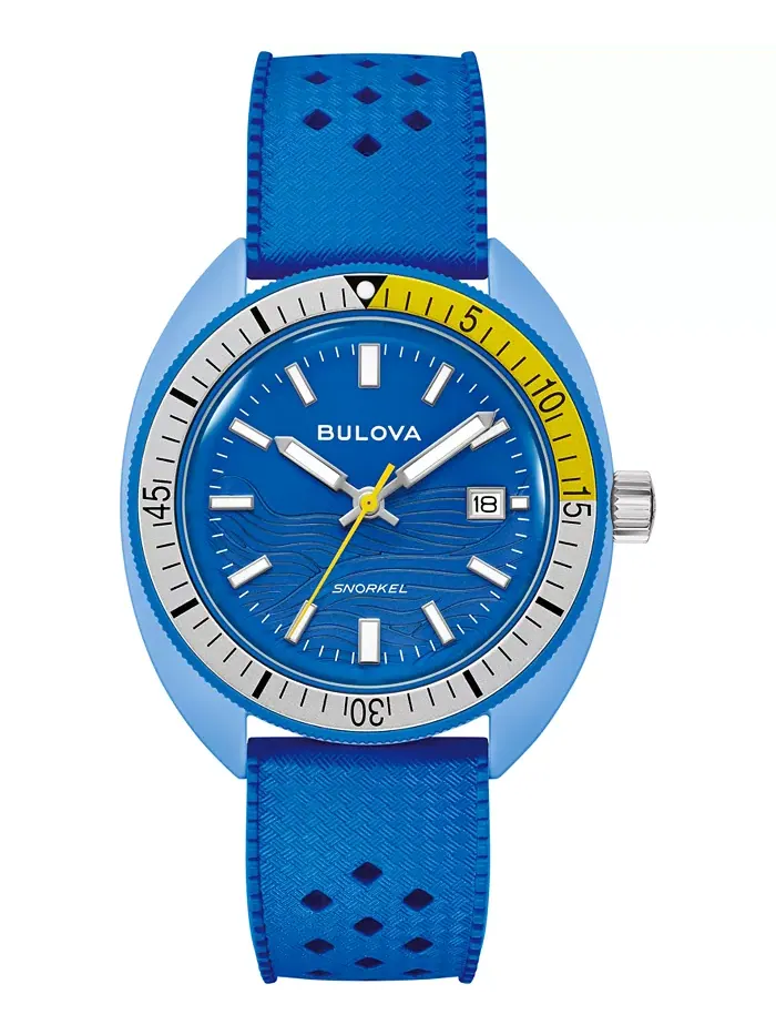 Мужские часы с ремешком из HNBR-резины Snorkel Blue, 41 мм Bulova