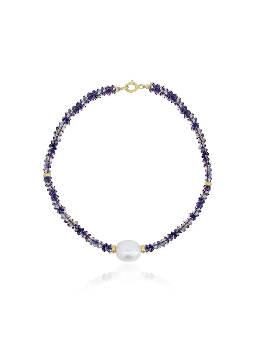 Браслет с бусинами иолита и жемчугом, модель Iolite Bead Pearl Bracelet The Lovery, Lolite — изображение 1 из 3
