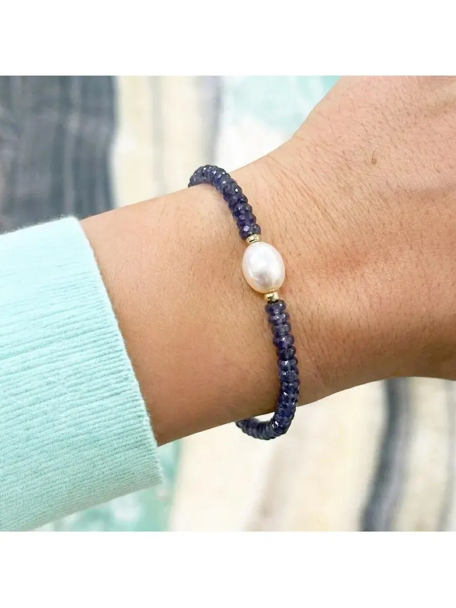 Браслет с бусинами иолита и жемчугом, модель Iolite Bead Pearl Bracelet The Lovery, Lolite — изображение 3 из 3