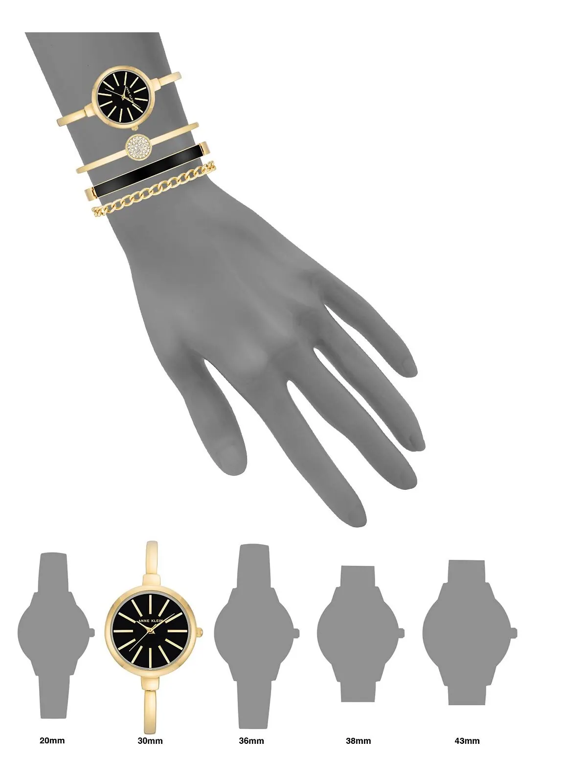 Часы Anne Klein, арт. 1470GBST — изображение 4 из 4, оттенок золотой/черный