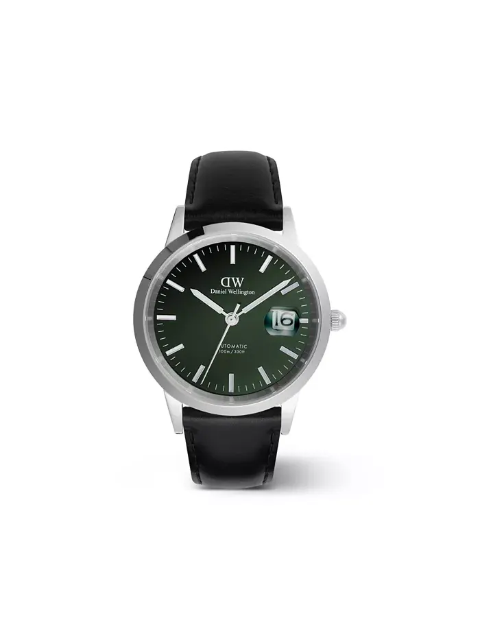 Мужские автоматические часы из черной кожи, 40 мм Daniel Wellington