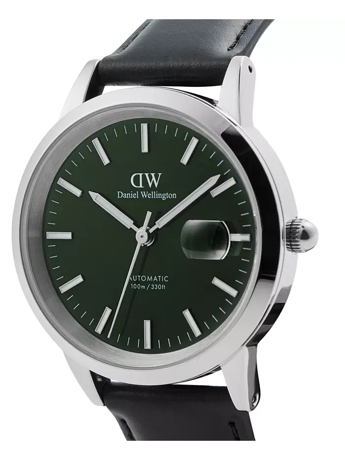 Мужские автоматические часы из черной кожи, 40 мм Daniel Wellington — изображение 3 из 6