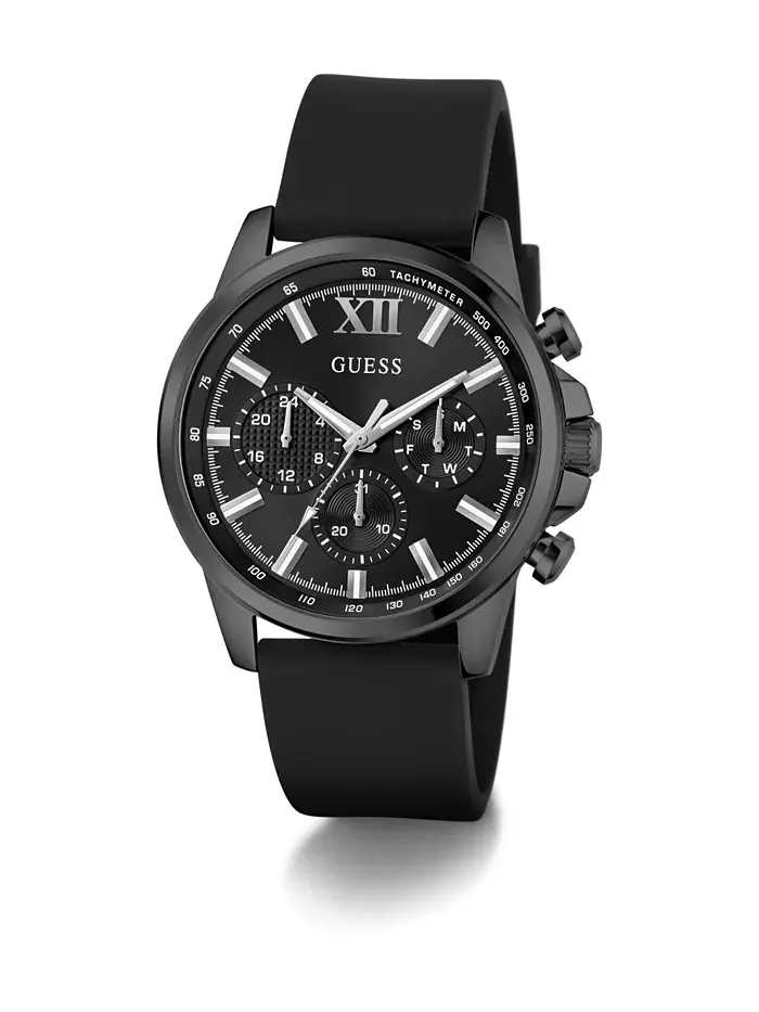 Мужские многофункциональные черные силиконовые часы, 44 мм GUESS — изображение 5 из 5