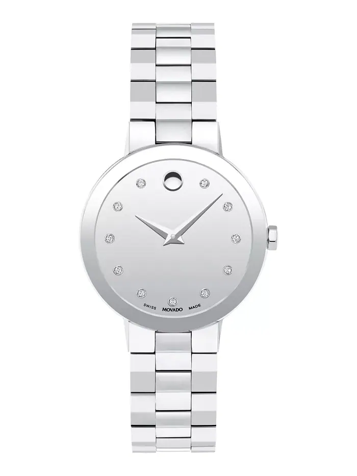Женские часы Sapphire Swiss Quartz с бриллиантовыми вставками, корпус из нержавеющей стали, 28 мм — изображение 1 из 3