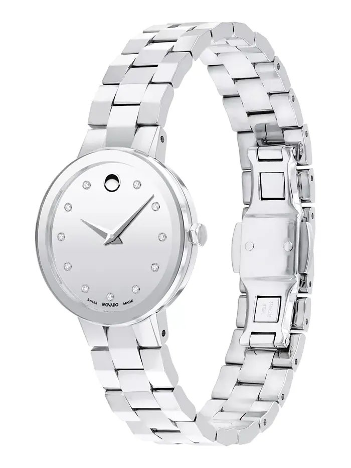 Женские часы Sapphire Swiss Quartz с бриллиантовыми вставками, корпус из нержавеющей стали, 28 мм — изображение 2 из 3