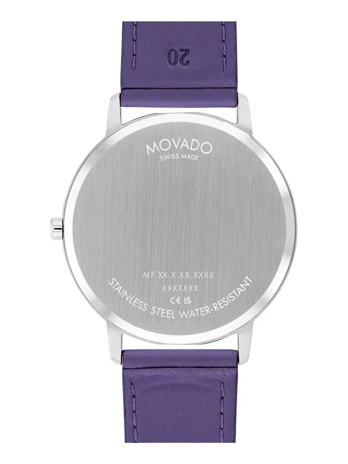 Унисекс часы Plum Leather с швейцарским кварцевым механизмом, 41 мм Movado — изображение 3 из 5