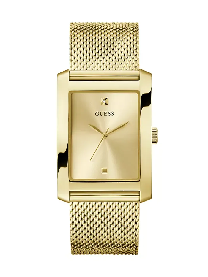 Мужские аналоговые часы с золотистым стальным браслетом, 34 мм GUESS