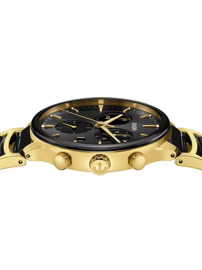 Унисекс-часы Swiss Chronograph Centrix с черным керамическим корпусом и браслетом из нержавеющей — изображение 2 из 4