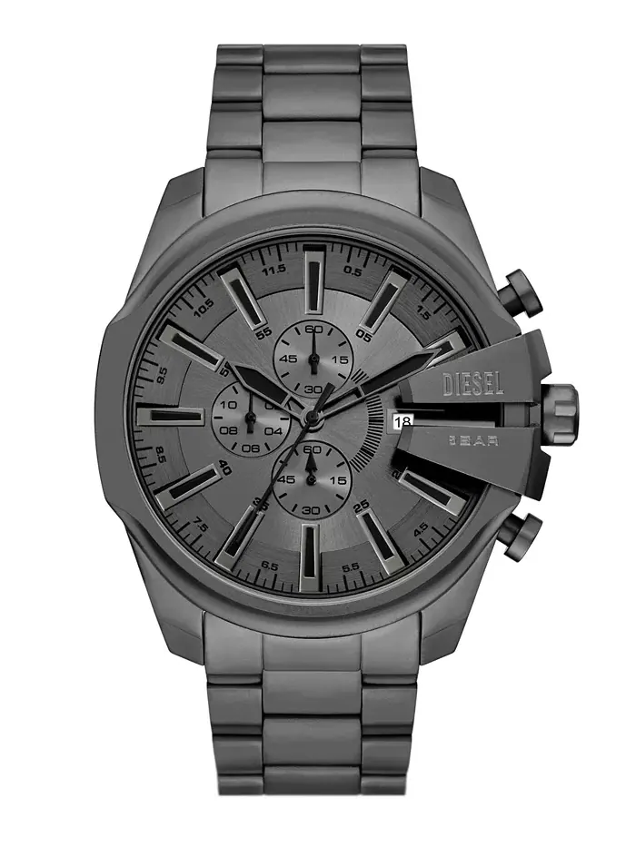 Мужские часы Mega Chief Slim Quartz Chronograph, серые, из нержавеющей стали, 48 мм Diesel