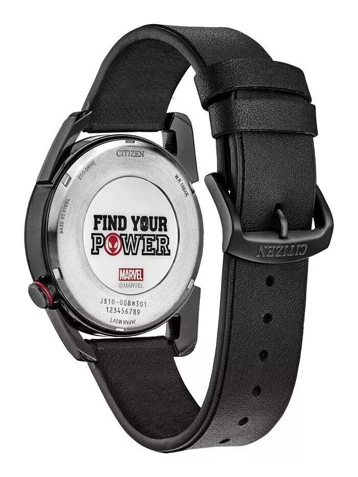 Мужские часы Eco-Drive Marvel Miles Morales с черным кожаным ремешком, 42 мм Citizen — изображение 3 из 7