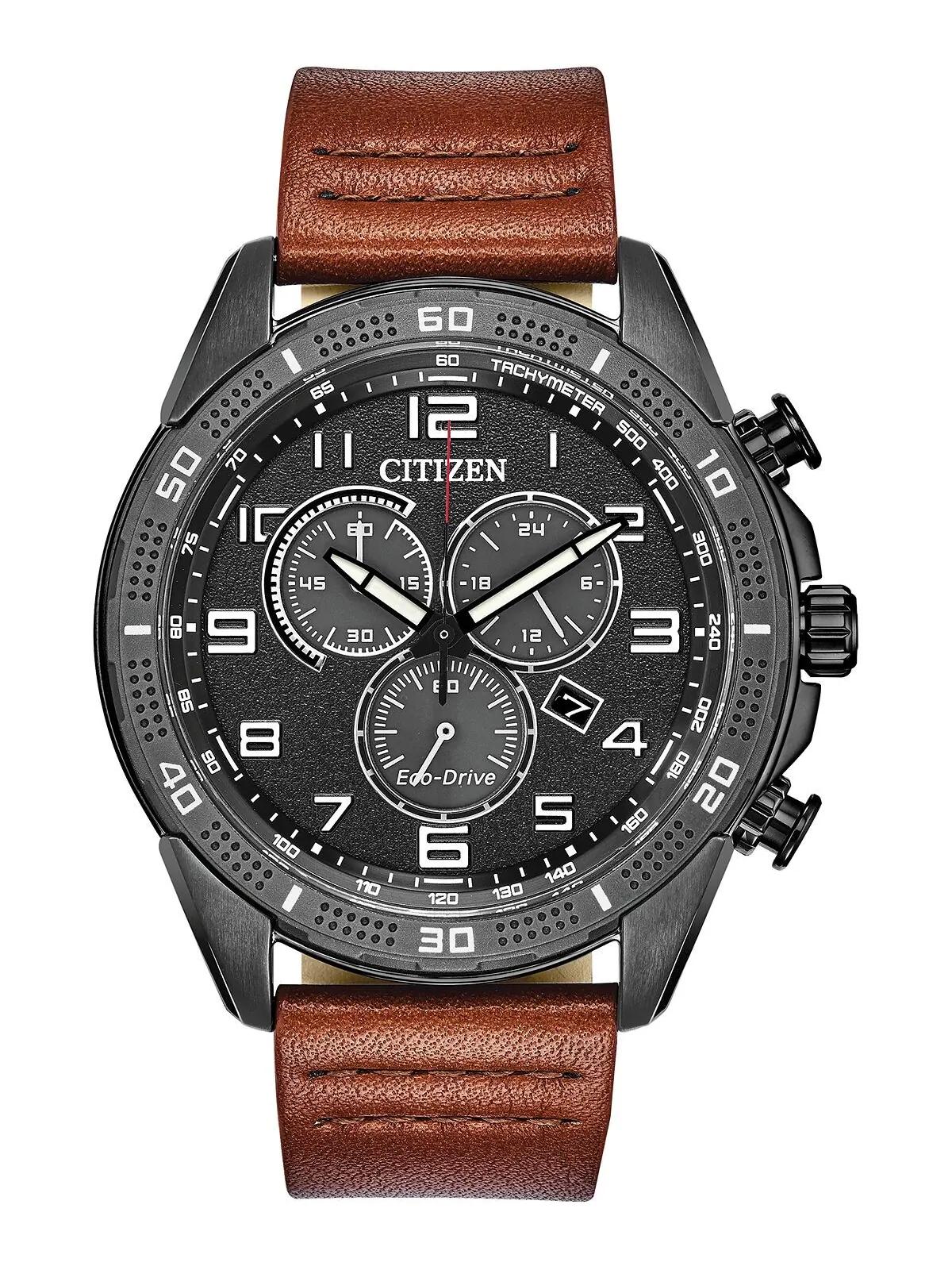 Мужские часы Drive From Citizen Eco-Drive LTR с коричневым кожаным ремешком, 45 мм