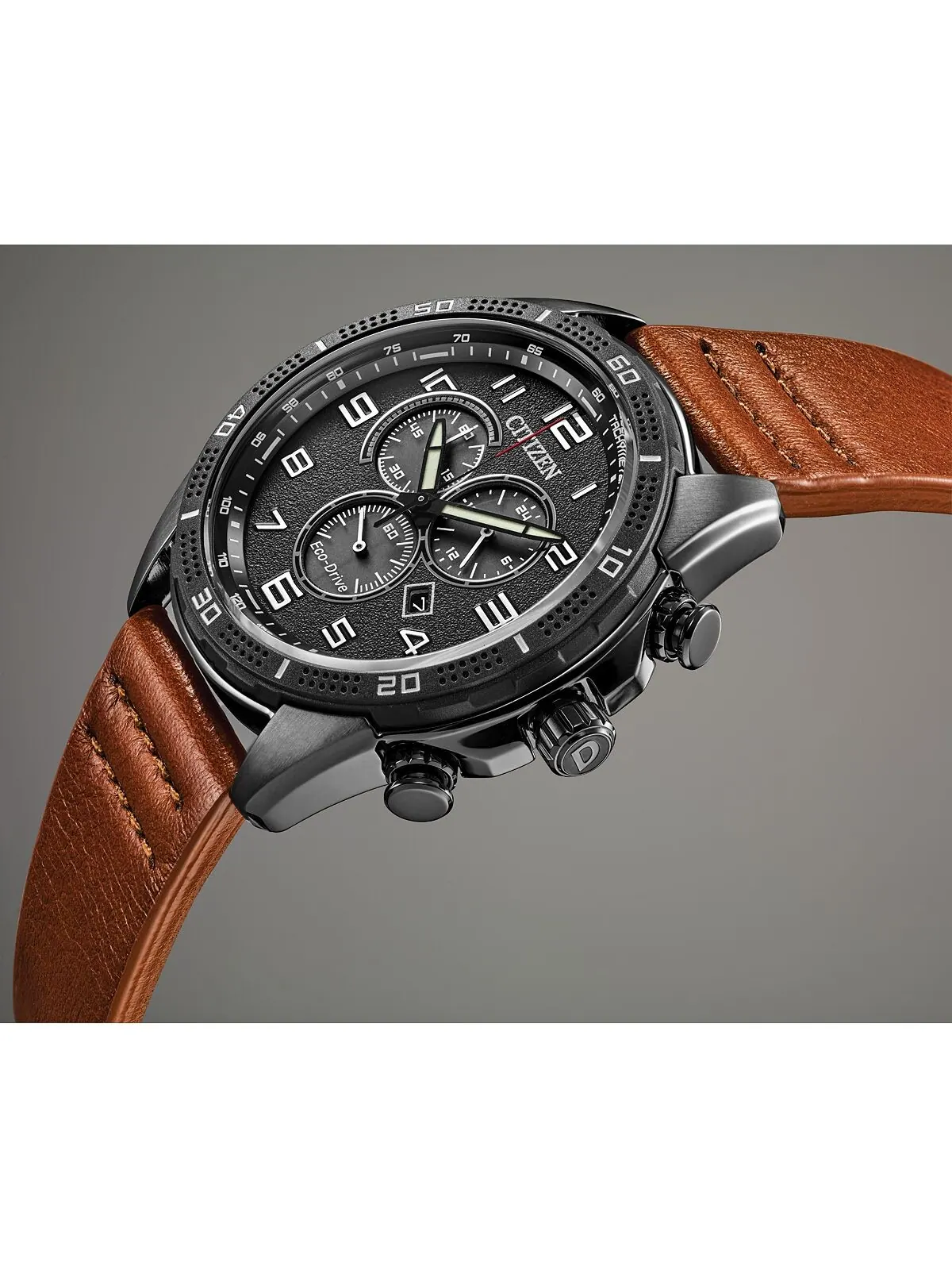 Мужские часы Drive From Citizen Eco-Drive LTR с коричневым кожаным ремешком, 45 мм — изображение 5 из 8, оттенок коричневый