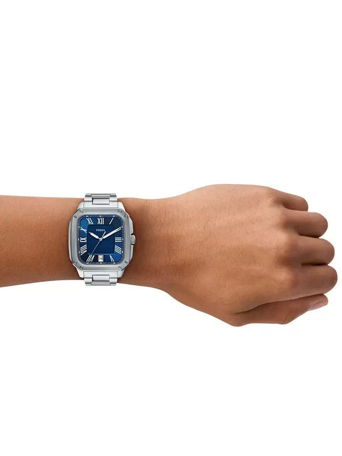 Мужские часы Crosby Three-Hand Date из нержавеющей стали, 42 мм Fossil — изображение 4 из 4