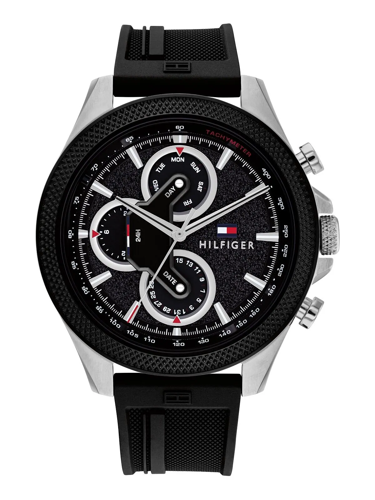 Мужские многофункциональные черные силиконовые часы 46 мм Tommy Hilfiger