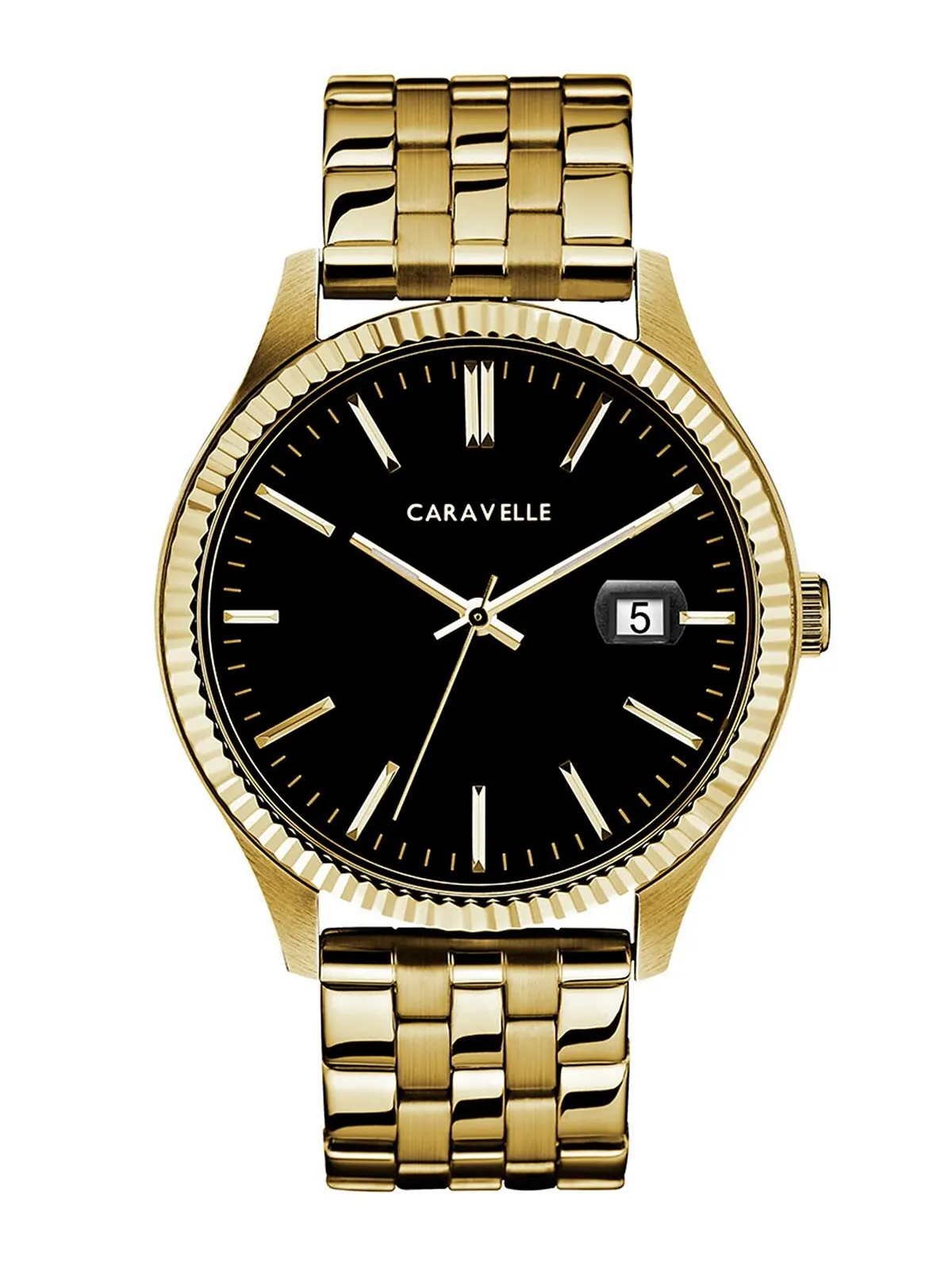 Мужские золотистые часы-браслет из нержавеющей стали 41 мм Caravelle — изображение 1 из 5, оттенок нет цвета