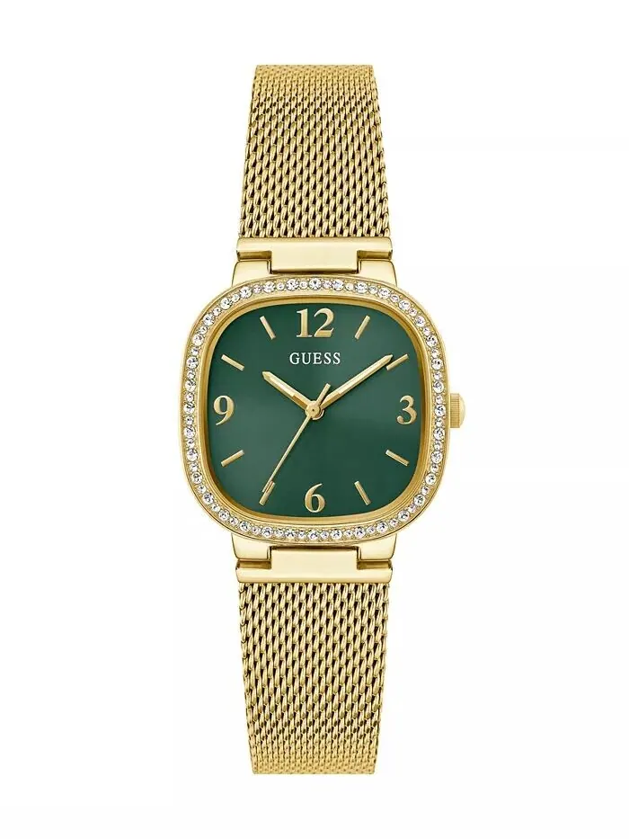 Женские аналоговые золотистые часы из нержавеющей стали и сетки, 32 мм GUESS