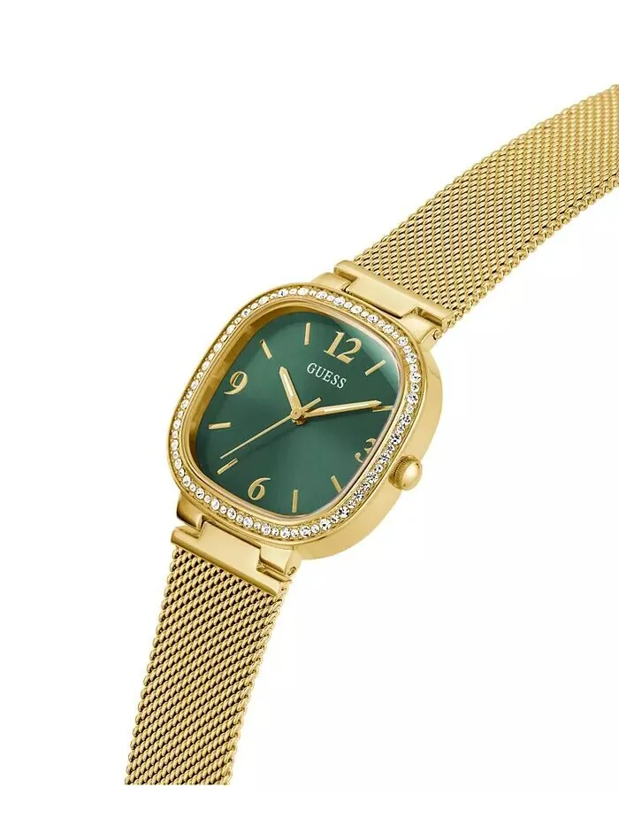 Женские аналоговые золотистые часы из нержавеющей стали и сетки, 32 мм GUESS — изображение 4 из 5