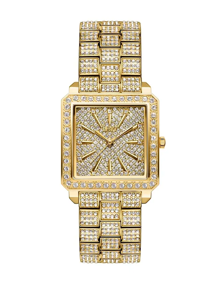 Женские часы Cristal с позолотой 18 карат из нержавеющей стали, 28 мм Jbw — изображение 1 из 5