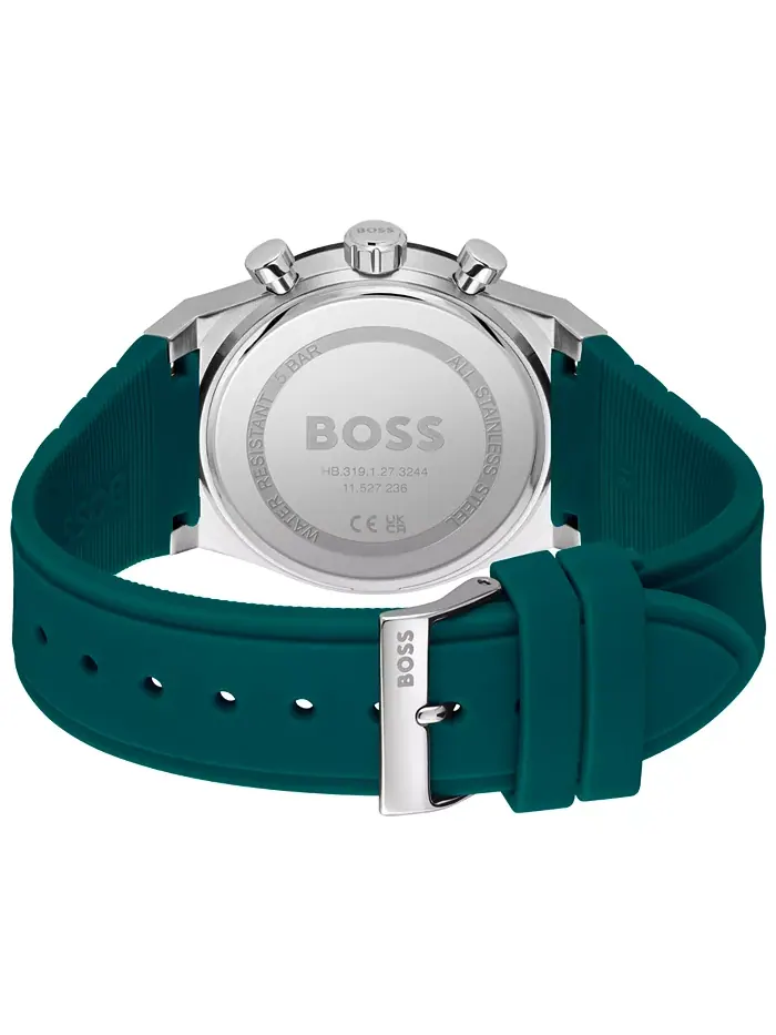 Мужские часы Candor Quartz Chronograph с зеленым силиконовым ремешком, 41 мм Hugo Boss — изображение 3 из 3