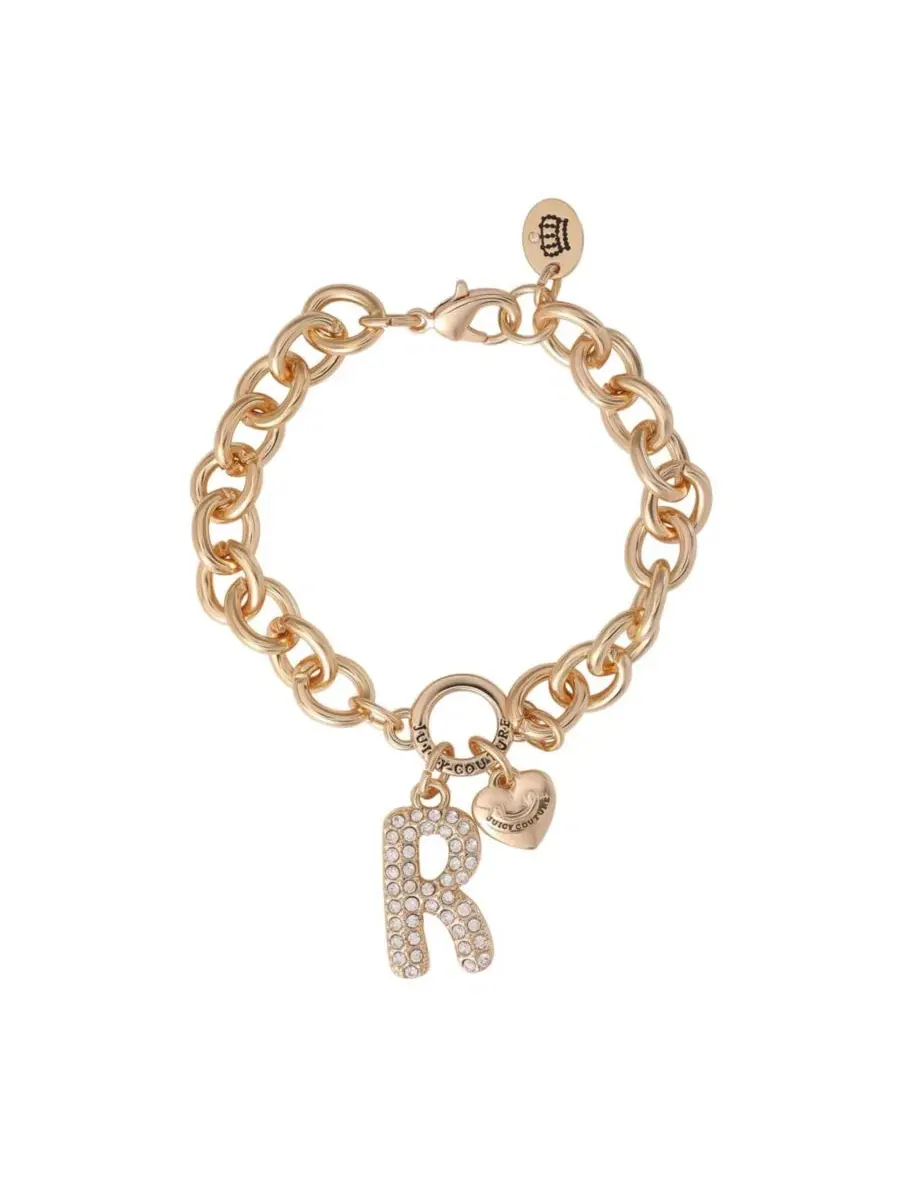 Браслет с подвеской-буквой Pave Initial Charm, 19 см Juicy Couture, Letter R
