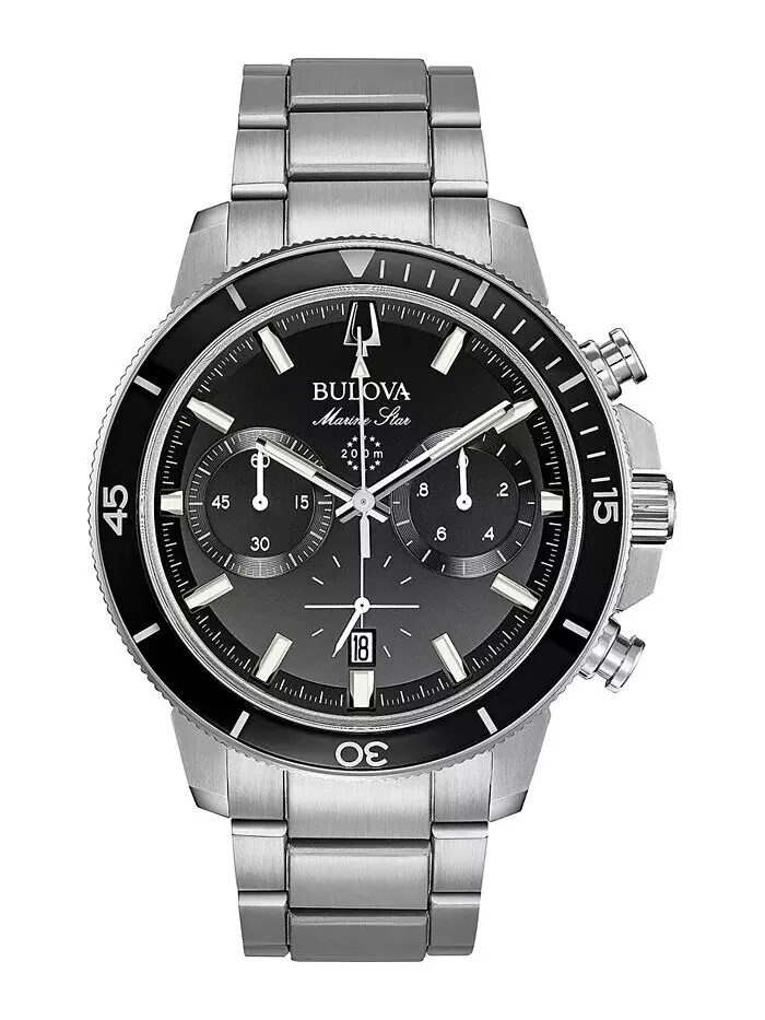Мужские часы-хронограф Marine Star с браслетом из нержавеющей стали, 45 мм Bulova