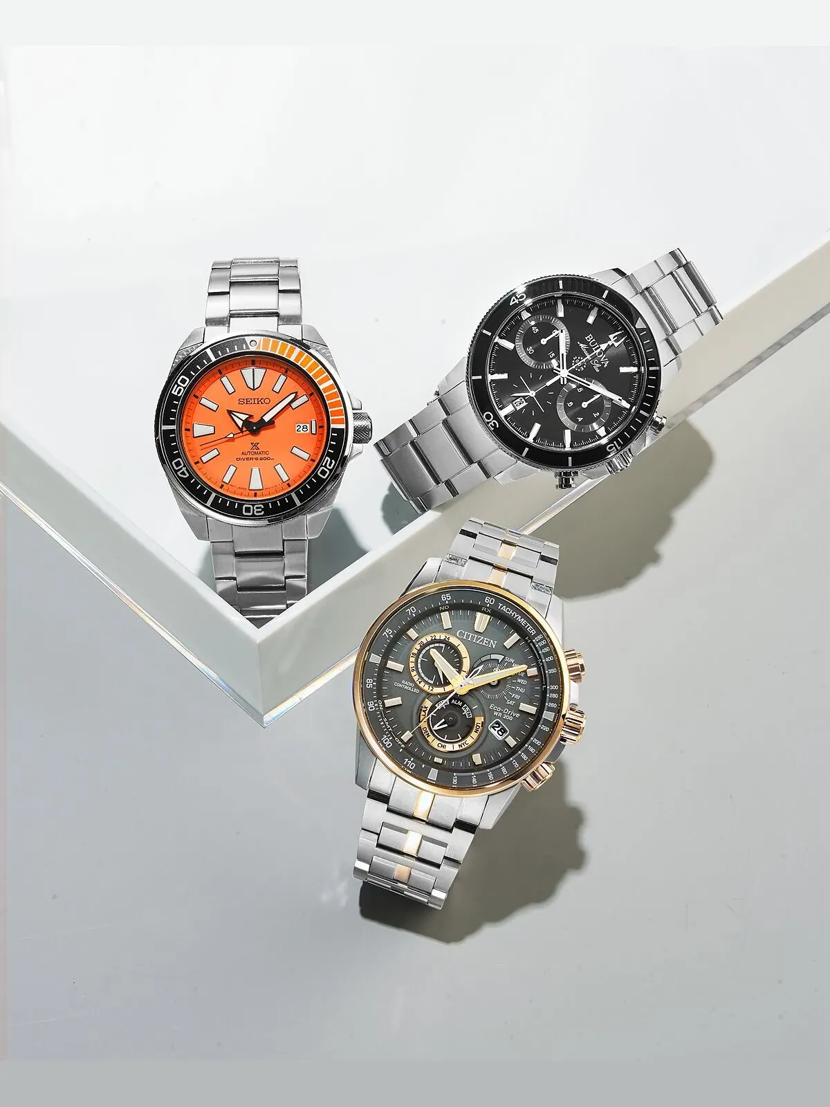 Мужские часы-хронограф Marine Star с браслетом из нержавеющей стали, 45 мм Bulova — изображение 5 из 6, оттенок серебряный