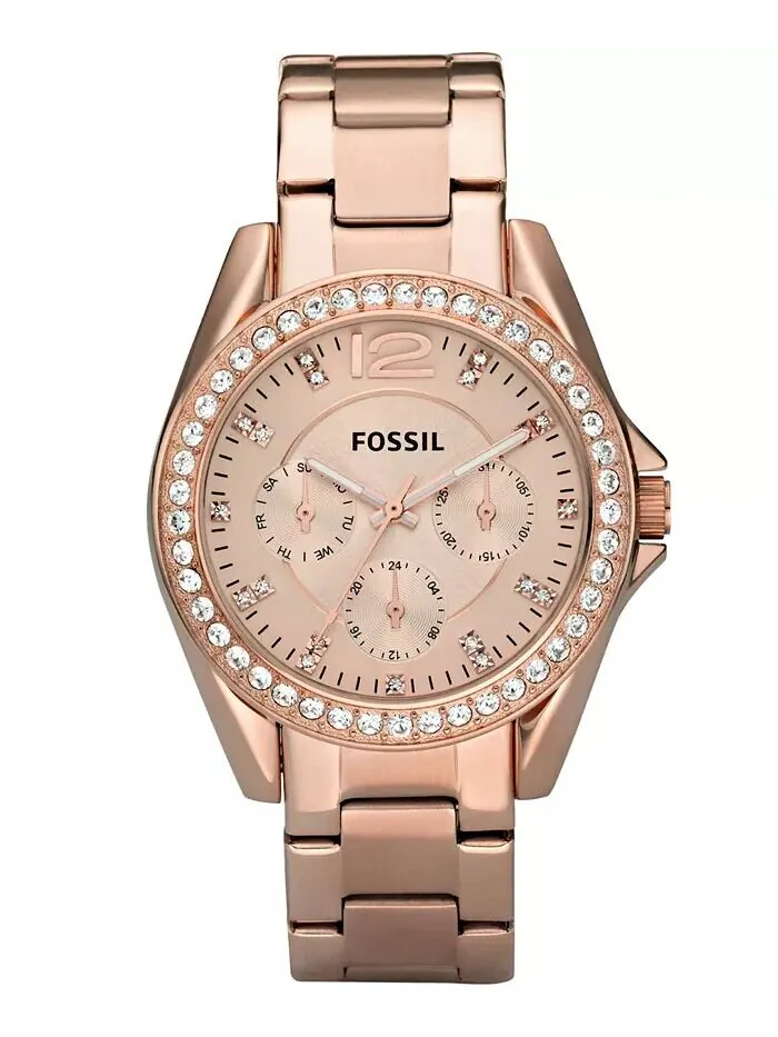 Женские часы Riley с браслетом из нержавеющей стали с розовым золотом, 38 мм Fossil