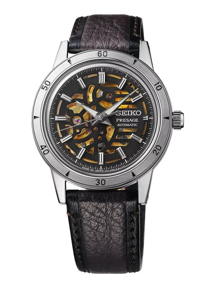 Мужские автоматические часы Presage Style 60s с коричневым кожаным ремешком 40mm Seiko — изображение 1 из 3