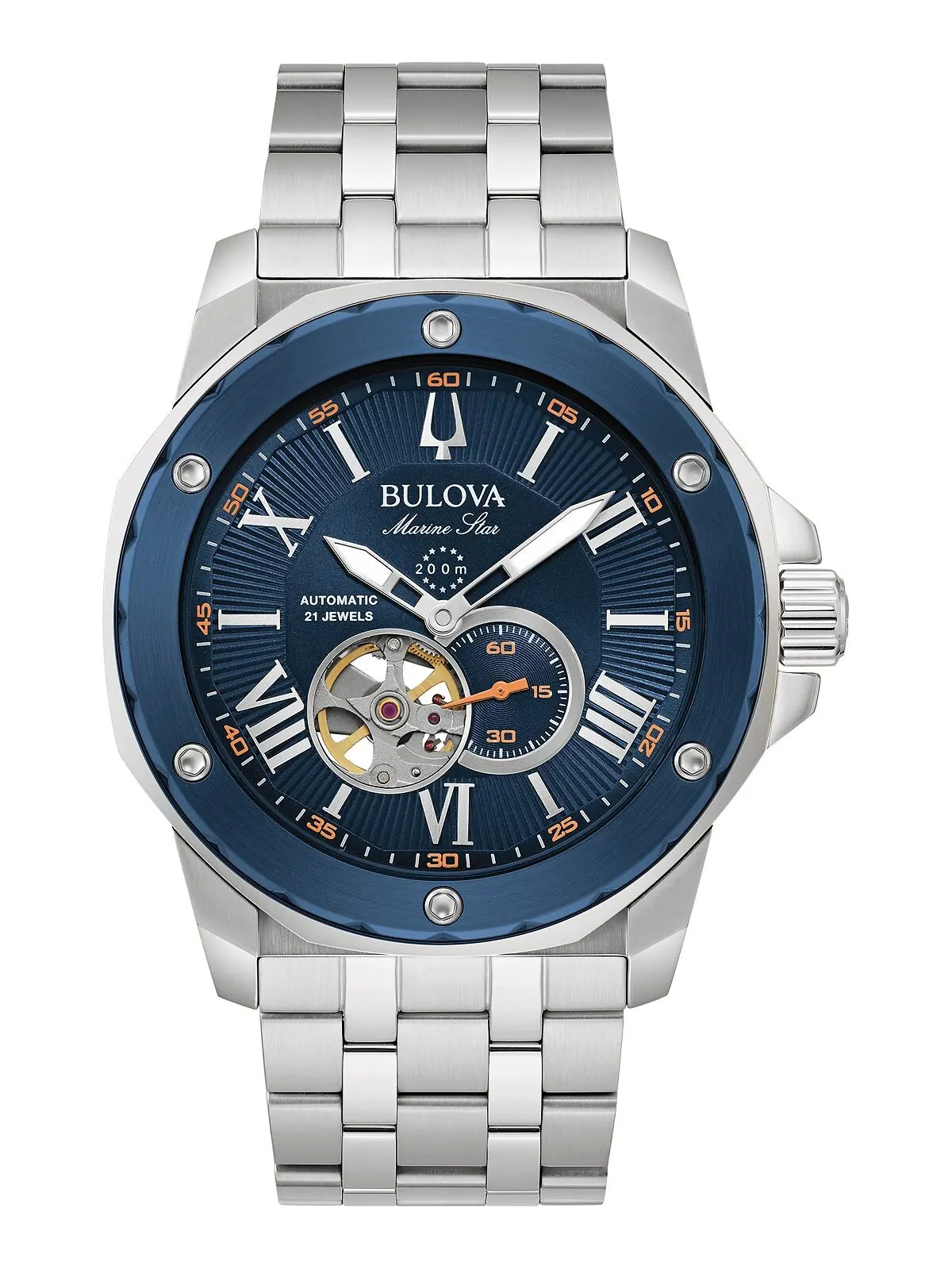 Мужские автоматические часы Marine Star с браслетом из нержавеющей стали, 45 мм Bulova