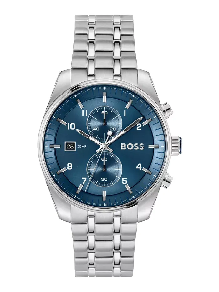 Мужские часы Skytraveller Quartz Fashion Chrono из нержавеющей стали, 44 мм Hugo Boss — изображение 1 из 3