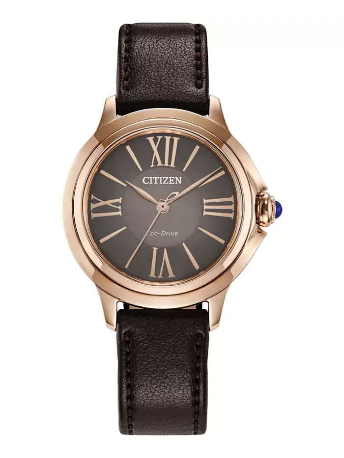 Женские часы Eco-Drive Ceci с ремешком из коричневого яблочного материала, 34 мм Citizen