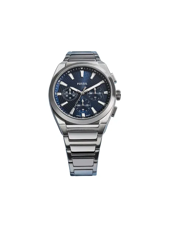 Мужские часы Everett Chronograph из нержавеющей стали, 44 мм Fossil — изображение 4 из 4