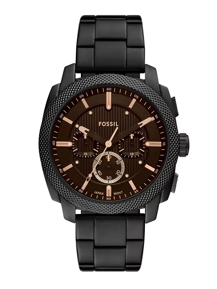 Мужские часы Machine Chronograph, черные, из нержавеющей стали, 44 мм Fossil — изображение 1 из 3