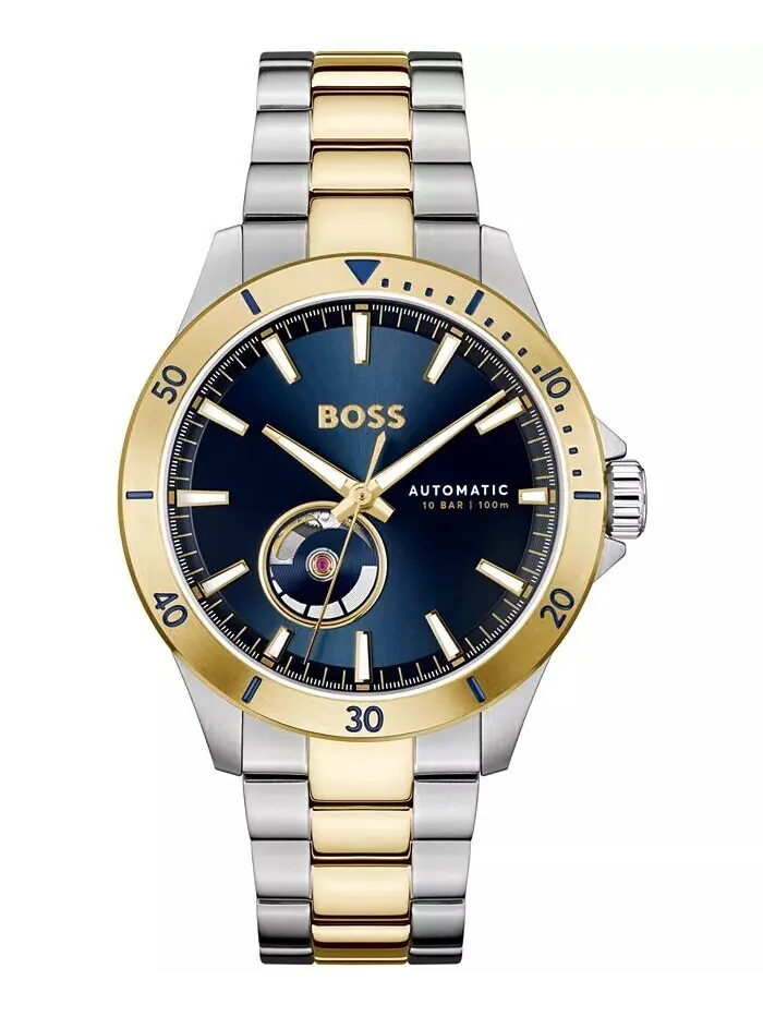 Мужские часы Troper Auto Mech-Automatic, двухцветные из нержавеющей стали, 43 мм Hugo Boss — изображение 1 из 3