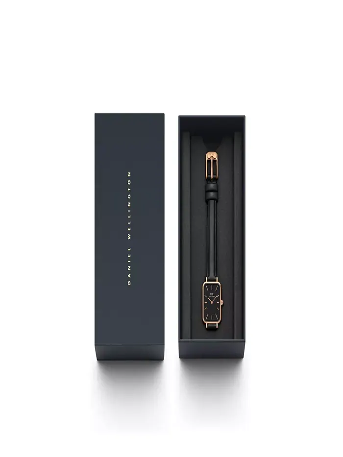 Женские часы Quadro Sheffield из черной кожи 20 x 26 мм Daniel Wellington — изображение 2 из 2