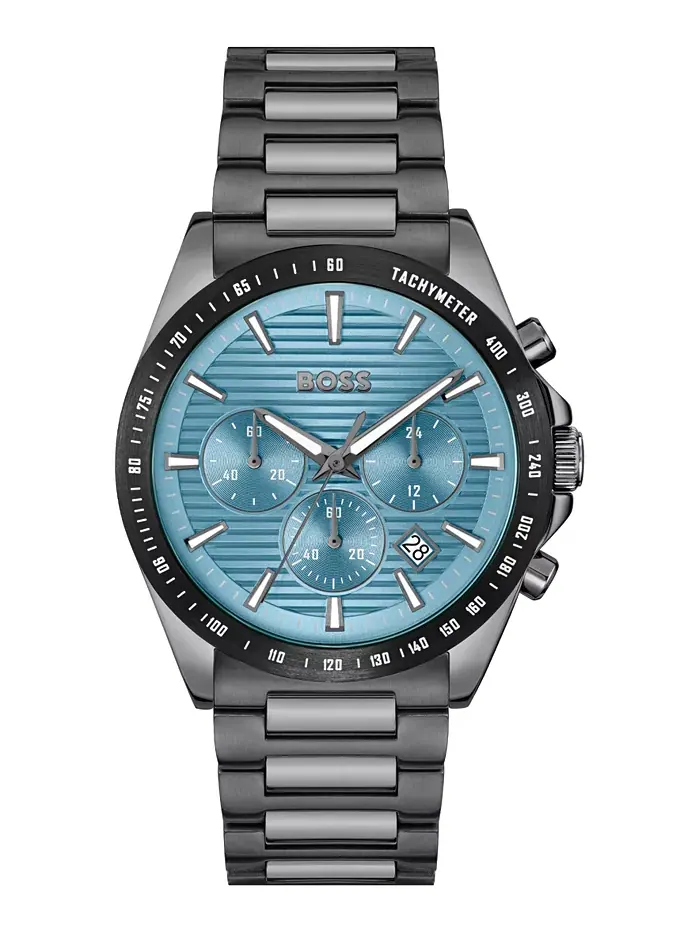 Мужские часы Strike Quartz Chronograph с ионным покрытием, серый корпус из нержавеющей стали, 41 мм — изображение 1 из 3