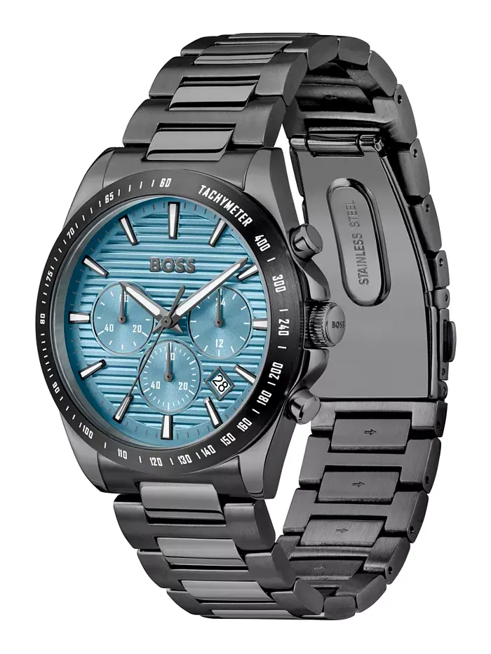 Мужские часы Strike Quartz Chronograph с ионным покрытием, серый корпус из нержавеющей стали, 41 мм — изображение 2 из 3