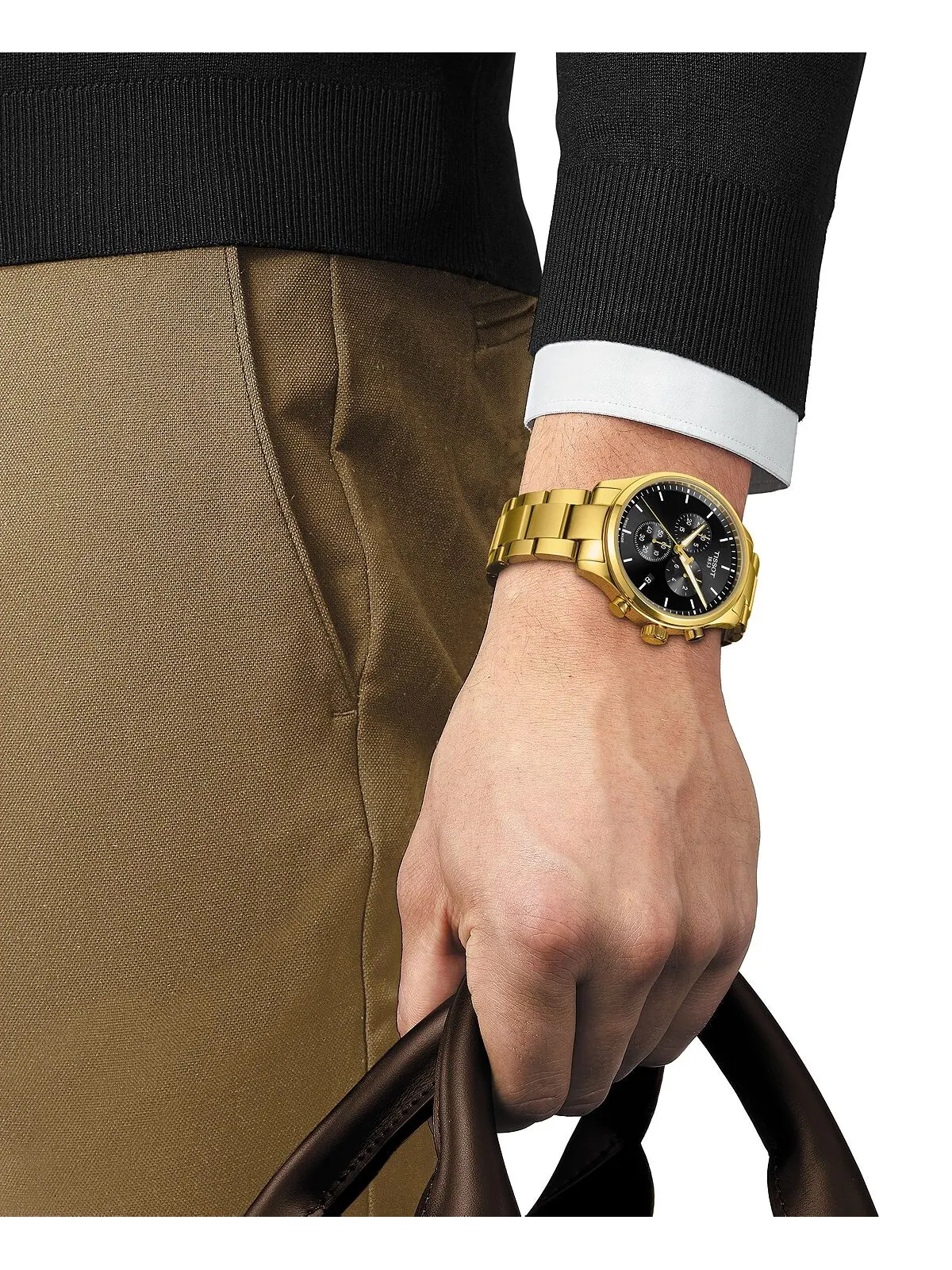 Мужские швейцарские часы с хронографом Chrono XL, классические золотистые часы-браслет из — изображение 5 из 5