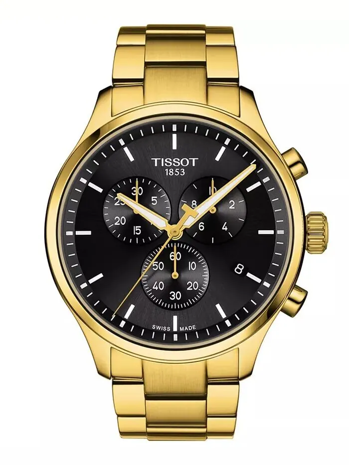 Мужские швейцарские часы с хронографом Chrono XL, классические золотистые часы-браслет из — изображение 1 из 5