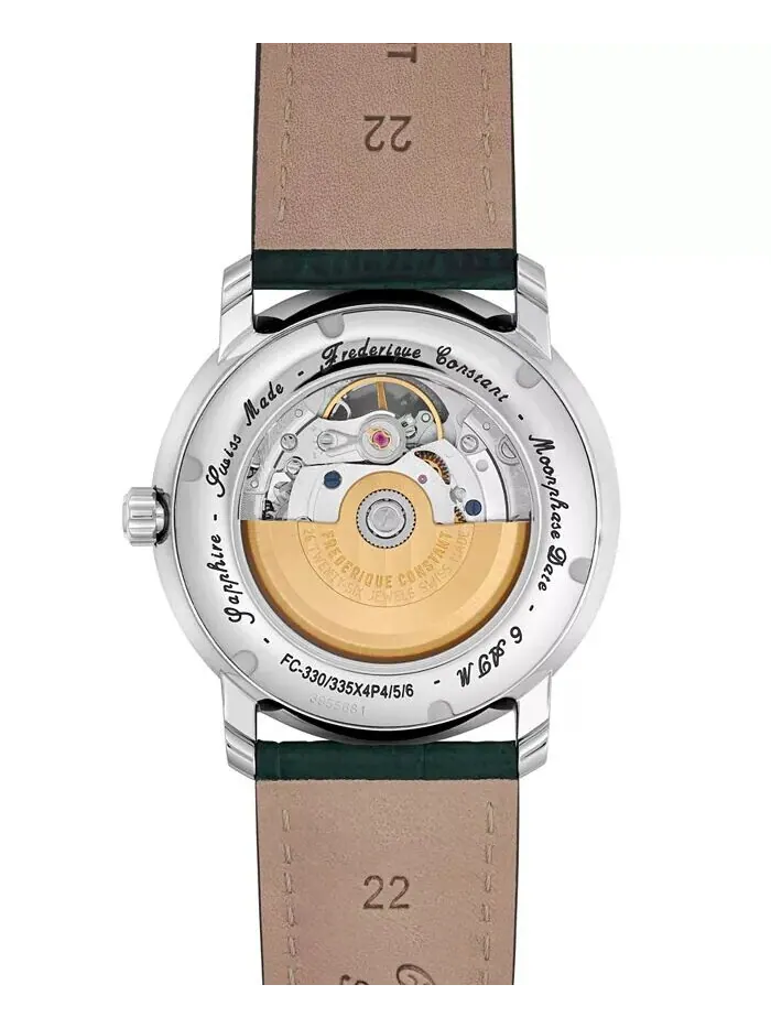 Мужские швейцарские автоматические классические часы Heartbeat Moonphase с зеленым кожаным — изображение 3 из 3