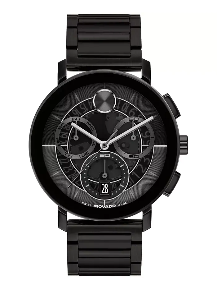 Мужские часы Bold Evolution 2.0 Swiss Quartz Chrono с ионным покрытием, черная сталь, 42 мм Movado — изображение 1 из 3