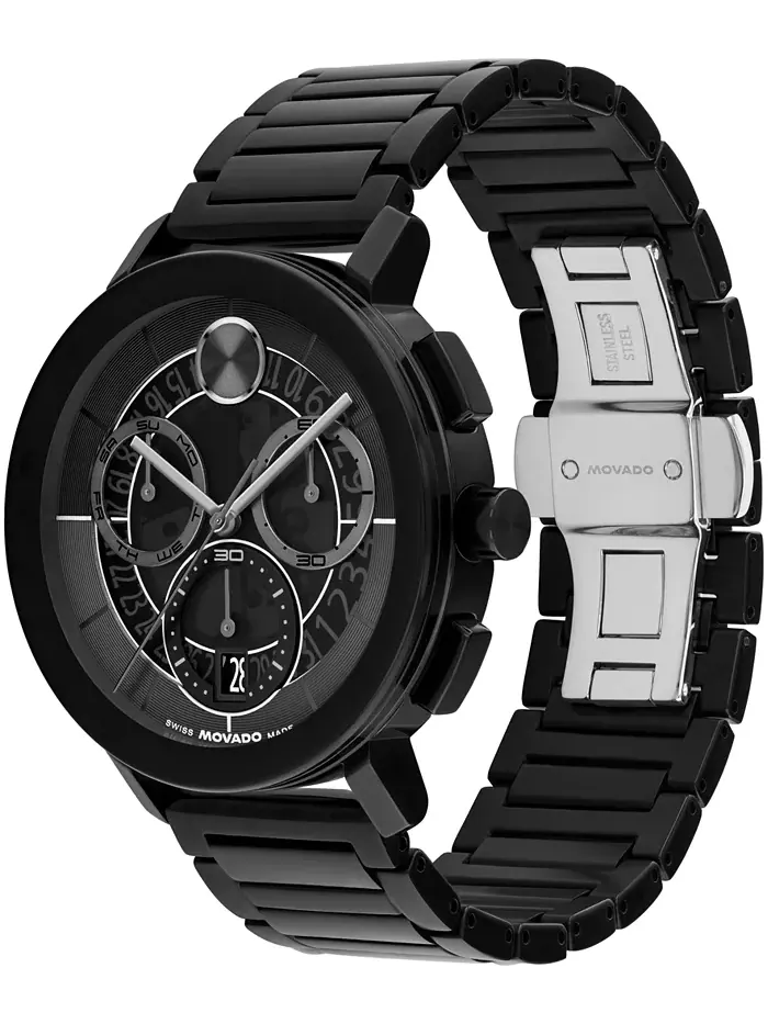 Мужские часы Bold Evolution 2.0 Swiss Quartz Chrono с ионным покрытием, черная сталь, 42 мм Movado — изображение 2 из 3