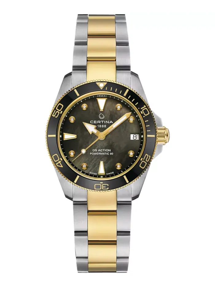 Женские часы Swiss Automatic DS Action Lady Diamond Accent с двухцветным браслетом из нержавеющей — изображение 1 из 5