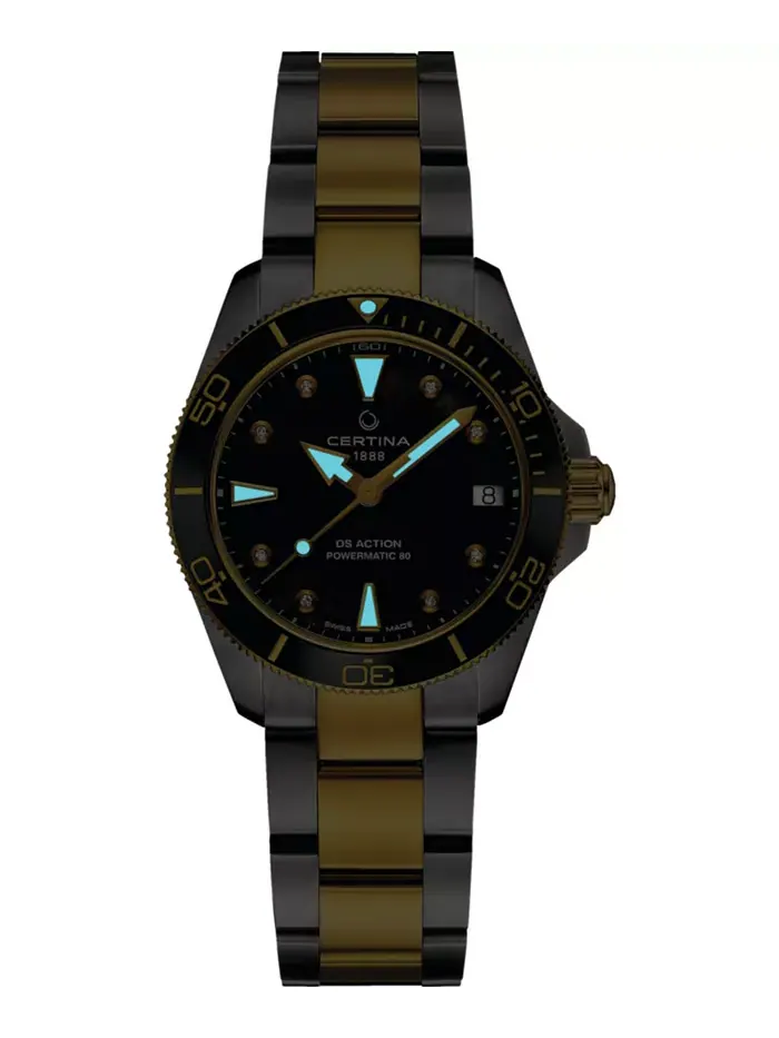 Женские часы Swiss Automatic DS Action Lady Diamond Accent с двухцветным браслетом из нержавеющей — изображение 5 из 5